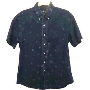 Ralph Lauren Shirt Slim Fit Large Short Sleeve Navy Stars chambray USA